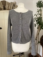 Sandwich Vintage 90er Jahre Strickjacke in grau schräg gestrickt Größe M