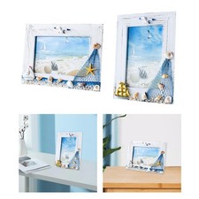 Fotorahmen, mediterran, Tischdekoration, Vintage-Stil, Muschel, 6 Zoll,