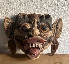 Alte Bali Barong Holz Maske handgeschnitzt bunt 