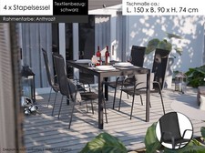Gartenmöbel Set 5-tlg. Alu Tisch 4x Stapelsessel Essgruppe Sitzgruppe Farbwahl
