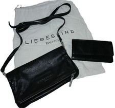 LIEBESKIND Berlin Tasche Clutch & Börse schwarz Echtes Leder Taschen Set TOP Zus