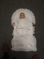 Antikes Steckkissen, Taufkissen, Baumwolle mit Spitzenvolants