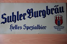 Altes Reklameschild/Blechschild Suhler Burgbräu helles Spezialbier vor 1945