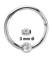 Piercing Lippenbändchen Ring BCR 1,2mm Clicker Scharnier und 3mm Kristall Platte