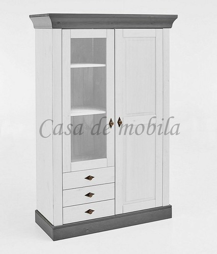Vitrinenschrank 2farbig weiß