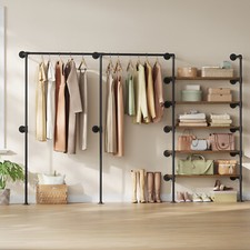 Kleiderstange Wandmontage offener Kleiderschrank Kleiderständer mit 5 Ablagen