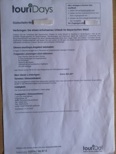 Gutschein tage urlaub - tage,