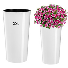 Pflanzkübel rund hoch 75cm Hochglanz Blumentopf Übertopf Blumenkübel weiß 76L