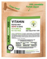 D3 + K2 MK7 hochdosiertes Family Depot 5000 I.E. 200 Tabletten