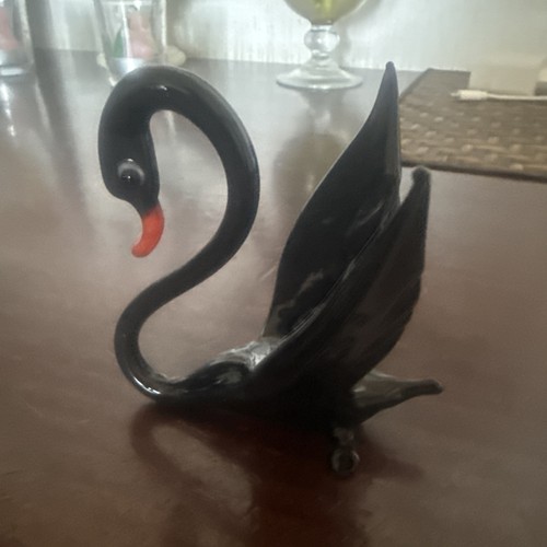 Schwan glasfigur schwarz mit - schwarz,