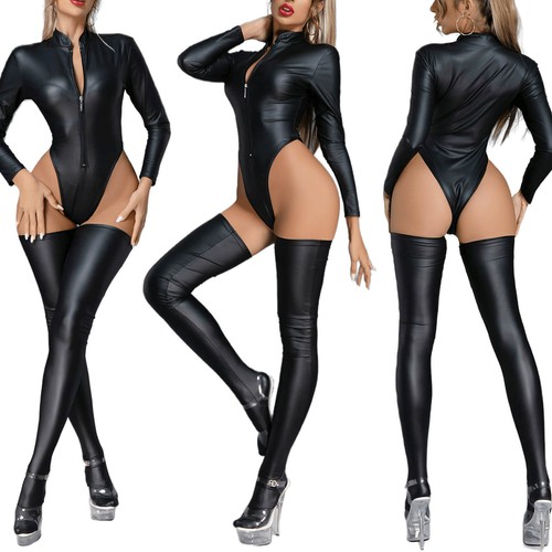 Damen kunstleder wetlook body - kunstleder,