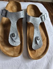 Birkenstock Gizeh Zehentrenner Sandale 38 Neu Grau Silber matt edel 