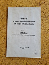 Tabellen Berechnung der Bieranalyse nach dem Zeiß-Eintauch-Refraktometer 1938