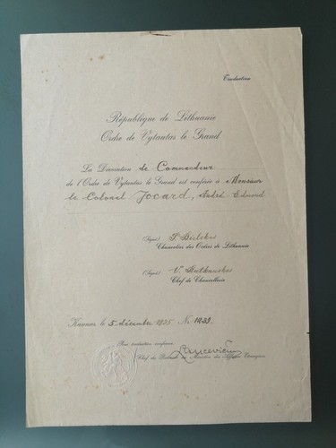 Verleihungsurkunde des ordens - des,