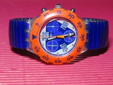 REFURBISHED / neuwertiger Swatch MIDI Aquachrono - ORANGE JUICE mit Flexarmband