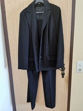 Anzug, 3-Teiler, Blazer, Hose und Rock Gr. 40-42, schwarz  mit Nadelstreifen