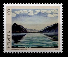 Maler Ferdinand Hodler (1853–1918). Gemälde "Thunersee...". FDC. Schweiz 2018