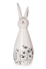 Hase schwarz weiß mit Blumen