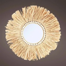Dijk - Spiegel "Raffia" Boho 50 cm Seegras echt Optik modern Wandspiegel Deko