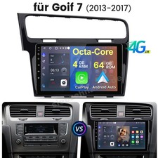 8Kern 4+64GB Android Carplay Autoradio GPS 4G WIFI Für VW Golf VII MK7 2013-2017