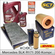 Mercedes-Benz SLK R171 200 Kompressor Filterset Inspektionspaket Filter 5W30 Öl