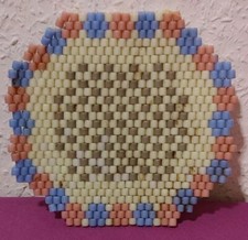 DDR - ALTER GLASPERLEN WALZENPERLEN UNTERSETZER - VINTAGE OSTALGIE