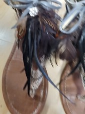 Buffalo Sandale Gr 39 Animal Federn Glitzer