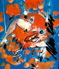 Christian Ludwig ATTERSEE  Sonnenpuppe  HAND-SIGNIERT. datiert + Rahmen GESCHENK