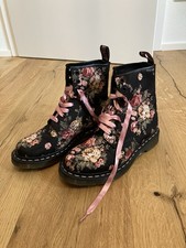 Doc Martens Stiefel Blumenmuster Schwarz Pink Größe 38