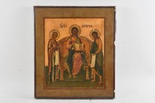 C25O38- Russische Ikone Deesis Christus Pantokrator Maria Johannes um 1840 