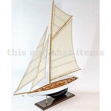 SEGELYACHT MODELL SEGELSCHIFFMODELL STANDMODELL HOLZ HÖHE 85 CM LÄNGE 77 CM SY25