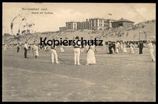 ALTE POSTKARTE NORDSEEBAD JUIST STRAND MIT KURHAUS TENNIS 1913 STRANDKORB beach 