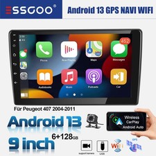 6+128GB 9" Autoradio Für Peugeot 407 2004-2011 Android 13 GPS Navi WIFI DSP +KAM
