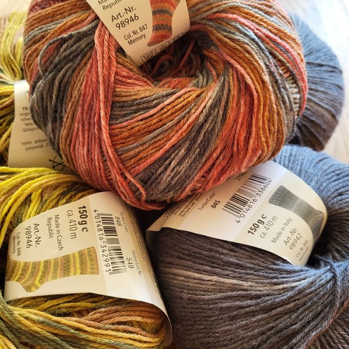5x150g sockenwolle fädig - sockenwolle, 6-fädig