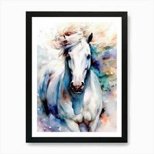 Weißes Pferd Tier Kunstdruck