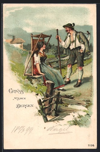 Lithographie bergführer und - lithographie,