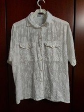 Damen VINTAGE Bluse B.M. Company Gr. 40 42 Weiß Blumen