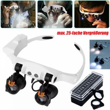 LED Uhrmacherlupe Juwelier Lupe Brillenlupe Kopflupe Lupenbrille mit 14 Linsen