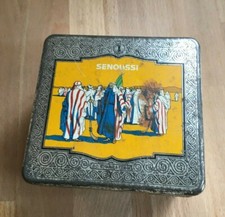 Senoussi, alte Blechdose/Zigarettendose,  Maße: ca. 9 x 8,3 x 5,2 cm
