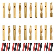 ✅ 10 Paar 2mm Goldstecker Schrumpfschlauch Stecker Bananenstecker Connector Gold