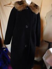 50er Jahre Woll Mantel mit Waschbärfell Kragen  Gr. 40/42 große Knöpfe