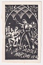 Karl Köster Exlibris Hartmeyer / Expressionismus Mann Frau Holzschnitt woodcut.