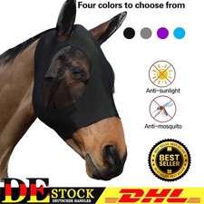 Pferd Anti Fliegenmaske Kapuze Vollgesichtsnetz Schutz Pferdemaske Anti-UV DHL^
