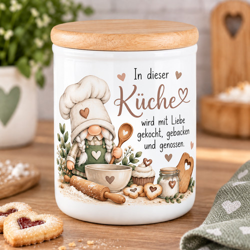 Keramikdose mit holzdeckel - keramikdose,