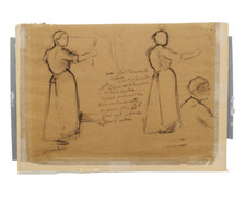 THEOPHILE ALEXANDRE STEINLEN Wäscherin Bleistift Kohle Studie Zeichnung signiert