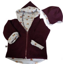 Wollwalkjacke Wendejacke + Mütze Baufahrzeuge Jacke Zipfeljacke Kapuze  Wollwalk