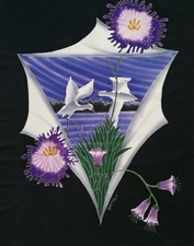 I Signierte Original Batik aus Bali I Vögel Blumen I Bild 92 x 72 cm I