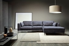 ECKSOFA PREMIUM SCHLAFSOFA WOHNLANDSCHAFT HOCKER SESSEL STOFF STAURAUM GRAU !