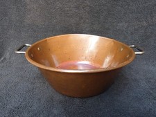 ANTIKE KUPFERSCHALE PFANNE ÜBERTOPF GUSSEISEN GRIFFE RUND (A)
