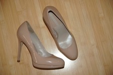Zara Plateau Pumps High HEELS Lackleder Runde Form beige nude Liebhaber 38